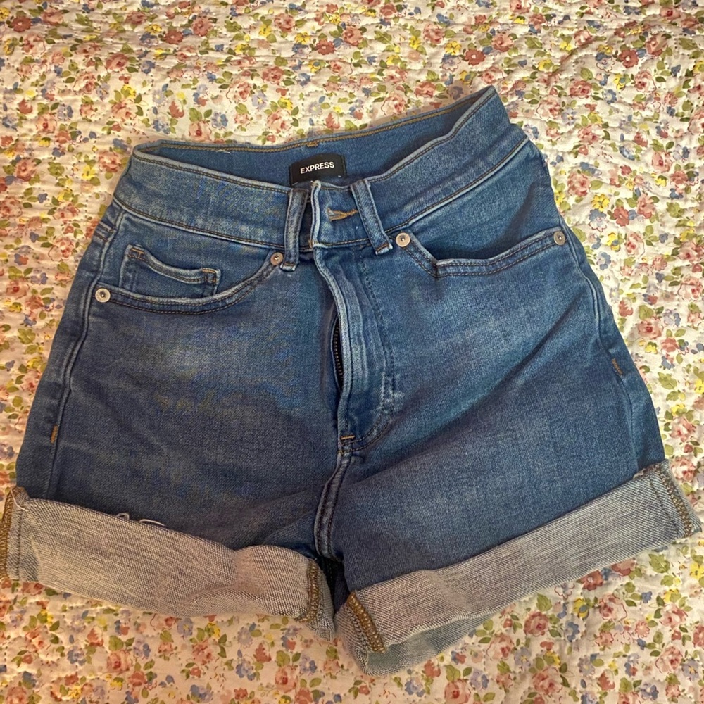 Express Navy Blue Jean Shorts
